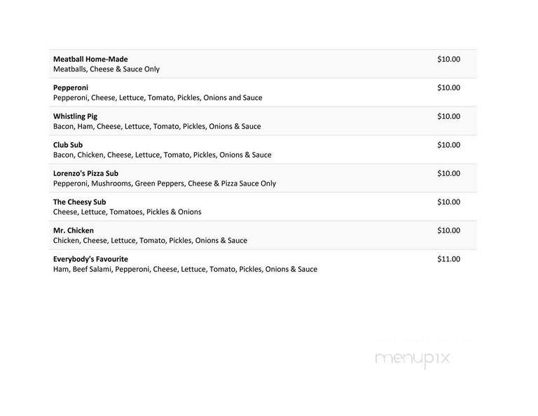 Lorenzo's Pizzeria - Ottawa, ON menu_pic
