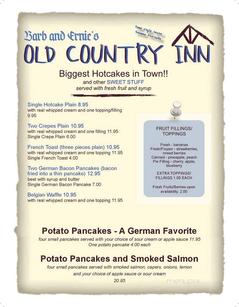 Barb & Ernie's Restaurant - Edmonton, AB menu_pic
