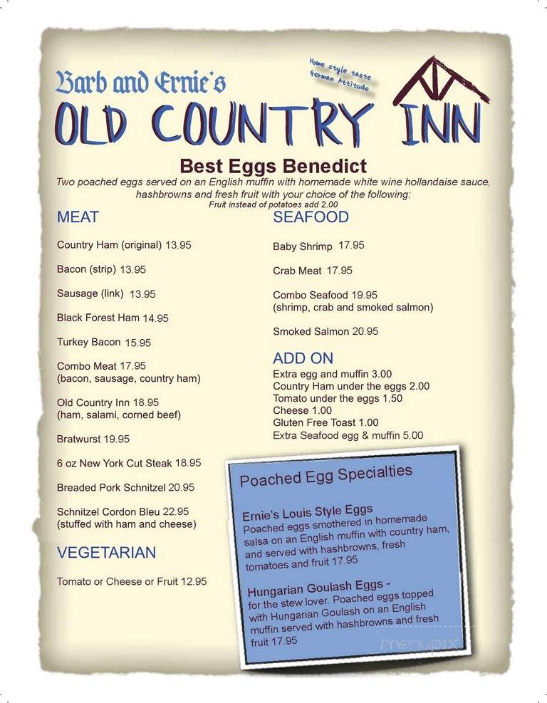 Barb & Ernie's Restaurant - Edmonton, AB menu_pic