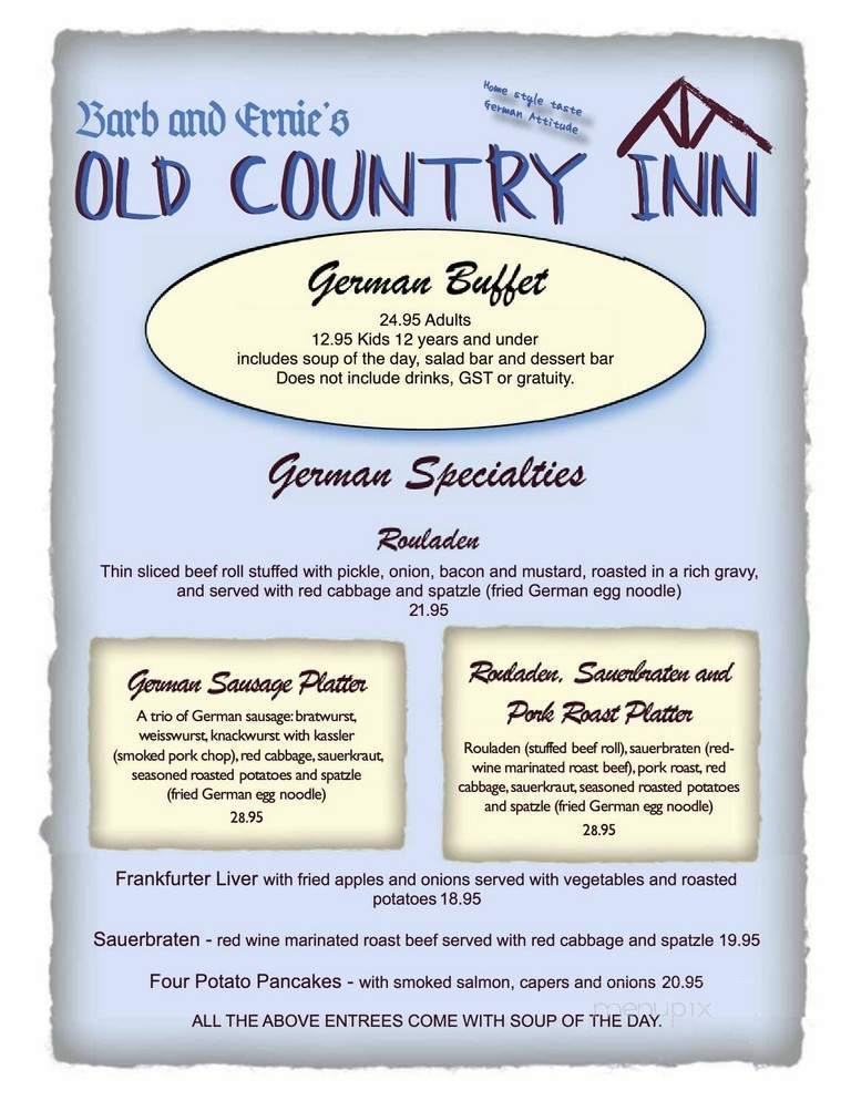Barb & Ernie's Restaurant - Edmonton, AB menu_pic