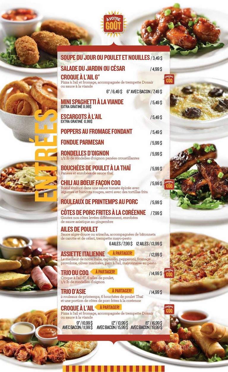 Les Restaurants Le Coq Roti - Chicoutimi, QC menu_pic