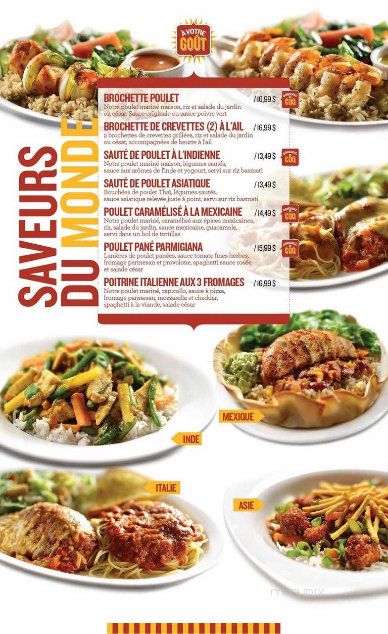 Les Restaurants Le Coq Roti - Chicoutimi, QC menu_pic