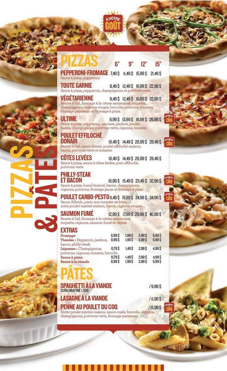 Les Restaurants Le Coq Roti - Chicoutimi, QC menu_pic