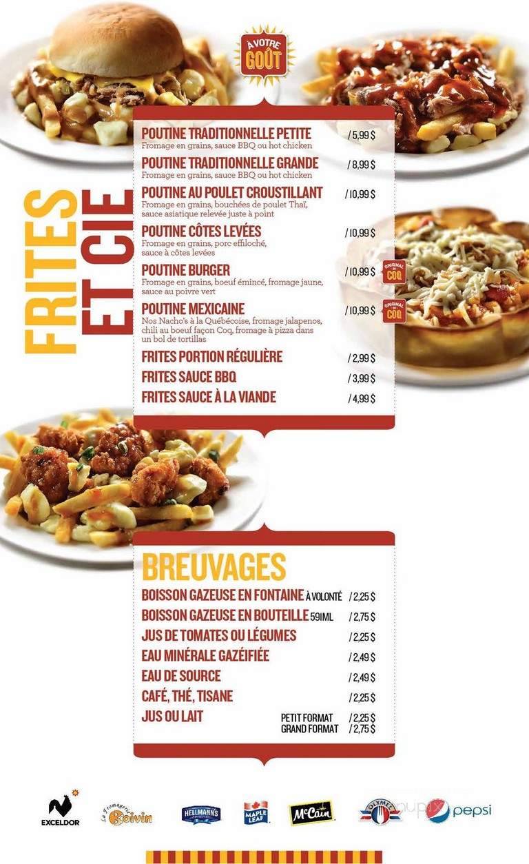 Les Restaurants Le Coq Roti - Chicoutimi, QC menu_pic