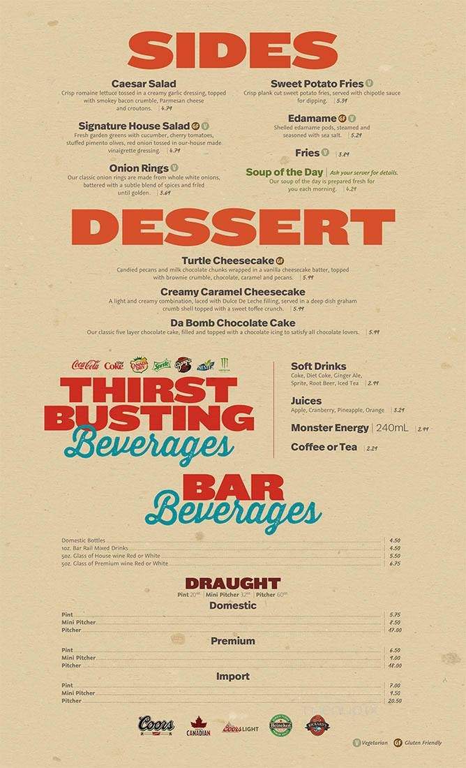 Outback Shack Bar & Grill - London, ON menu_pic