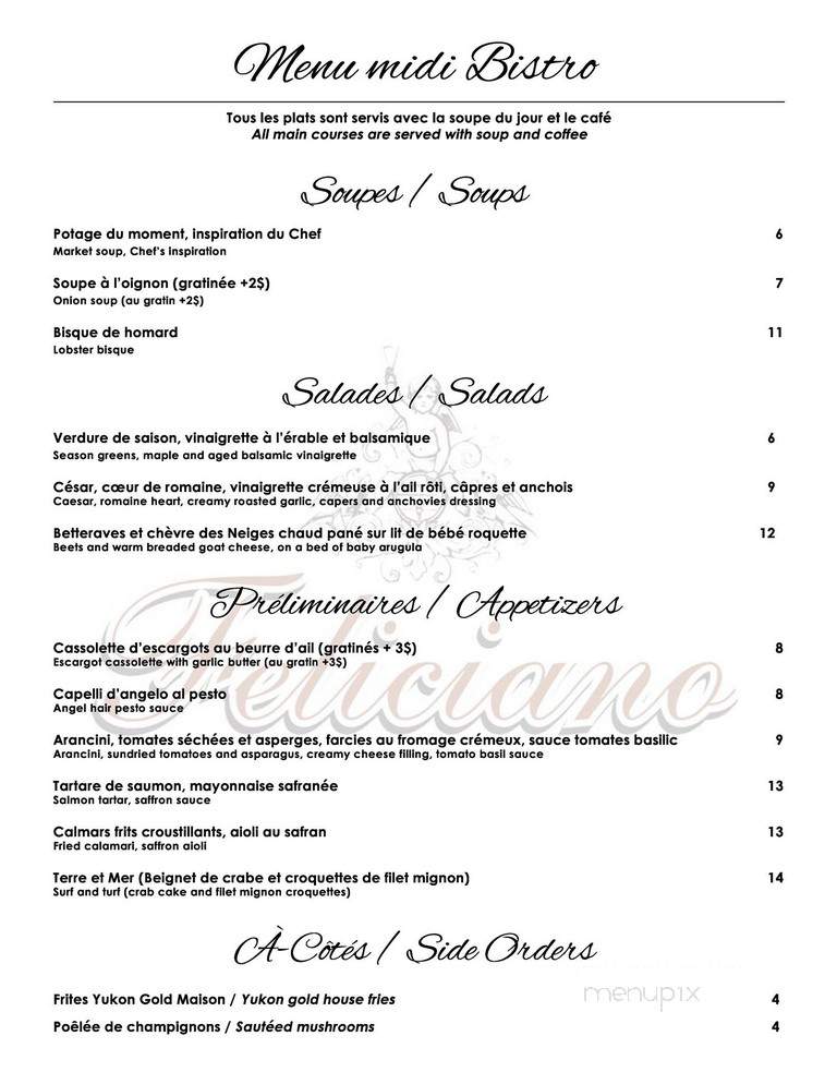 Feliciano - Saint-Sauveur-Des-Monts, QC menu_pic