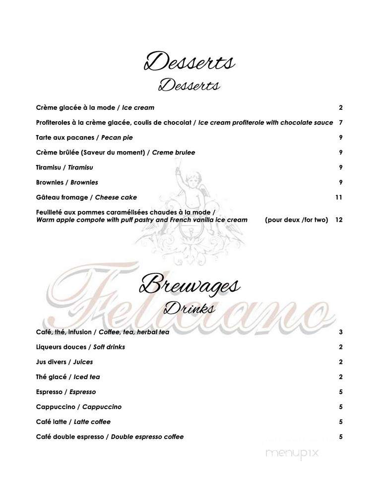 Feliciano - Saint-Sauveur-Des-Monts, QC menu_pic