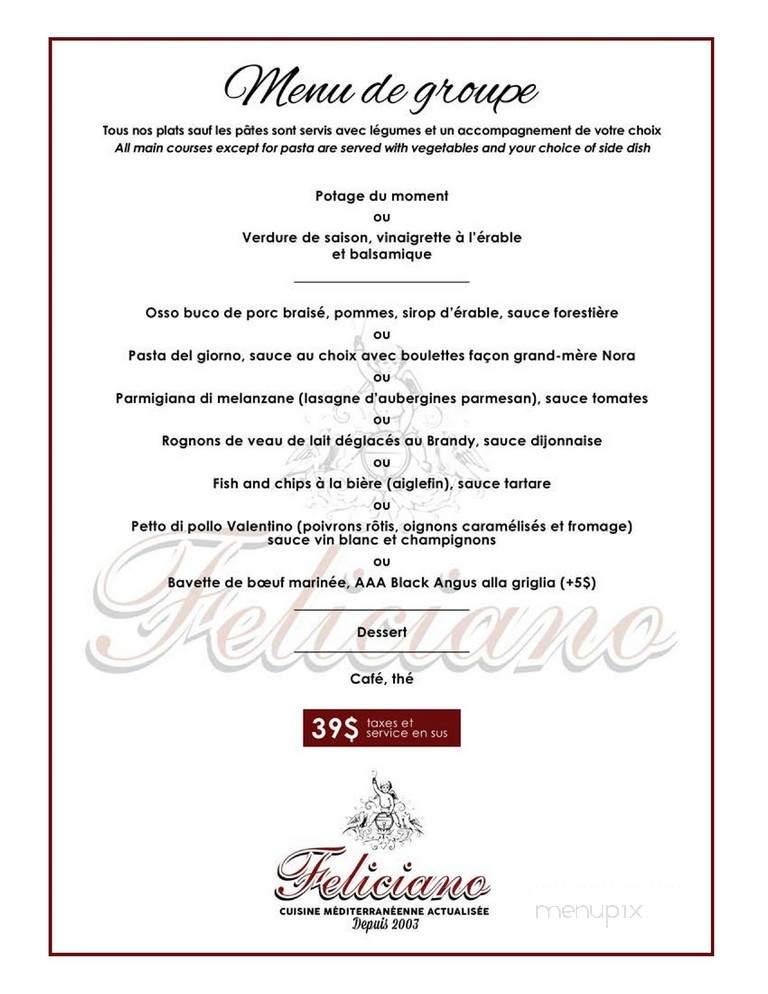 Feliciano - Saint-Sauveur-Des-Monts, QC menu_pic