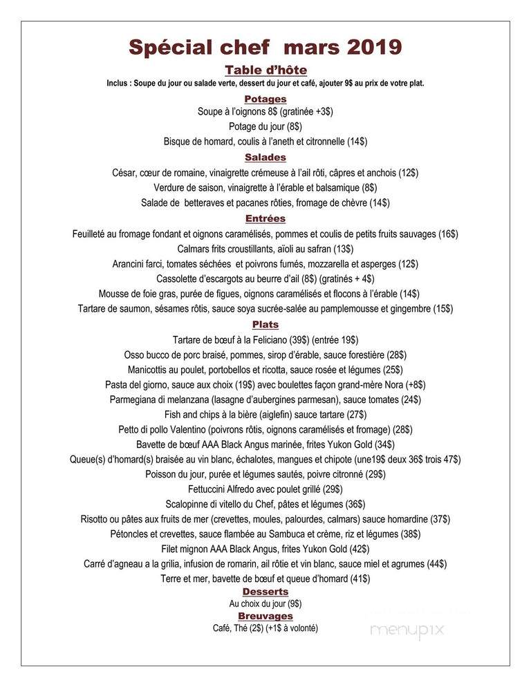 Feliciano - Saint-Sauveur-Des-Monts, QC menu_pic
