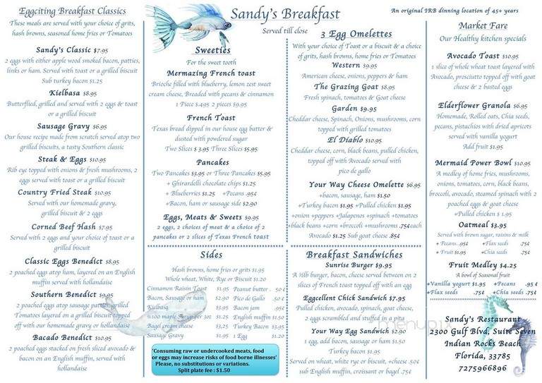 Sandy's Restaurant - Toronto, ON menu_pic