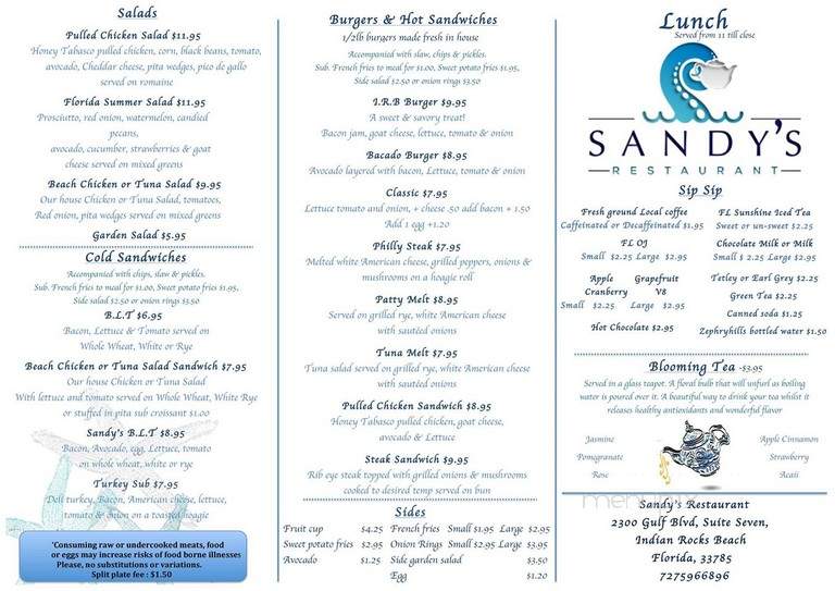Sandy's Restaurant - Toronto, ON menu_pic