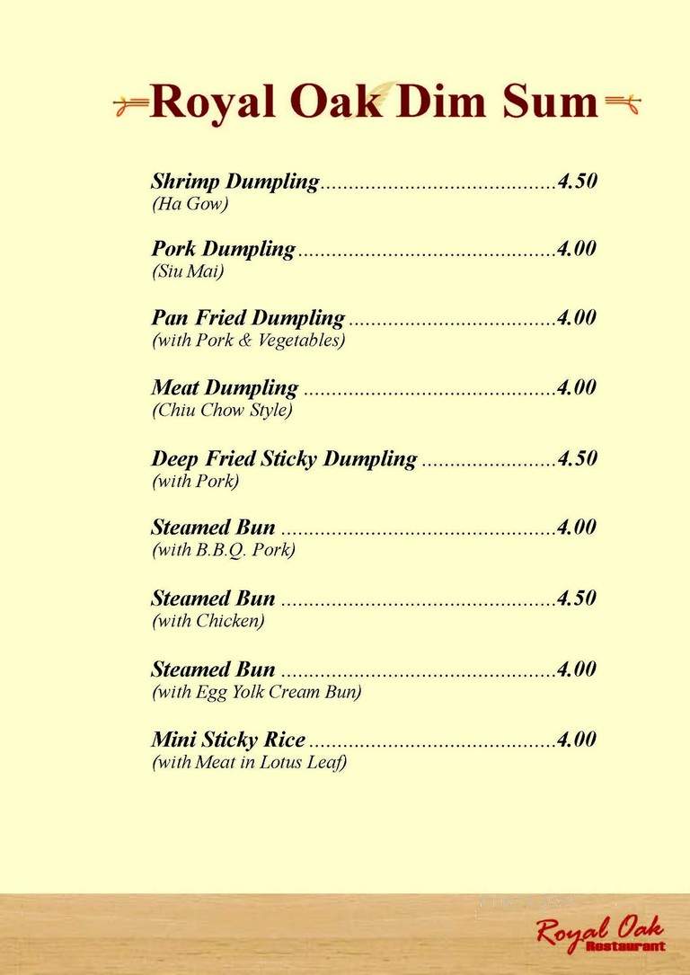 Royal Oak Restaurant - Orillia, ON menu_pic