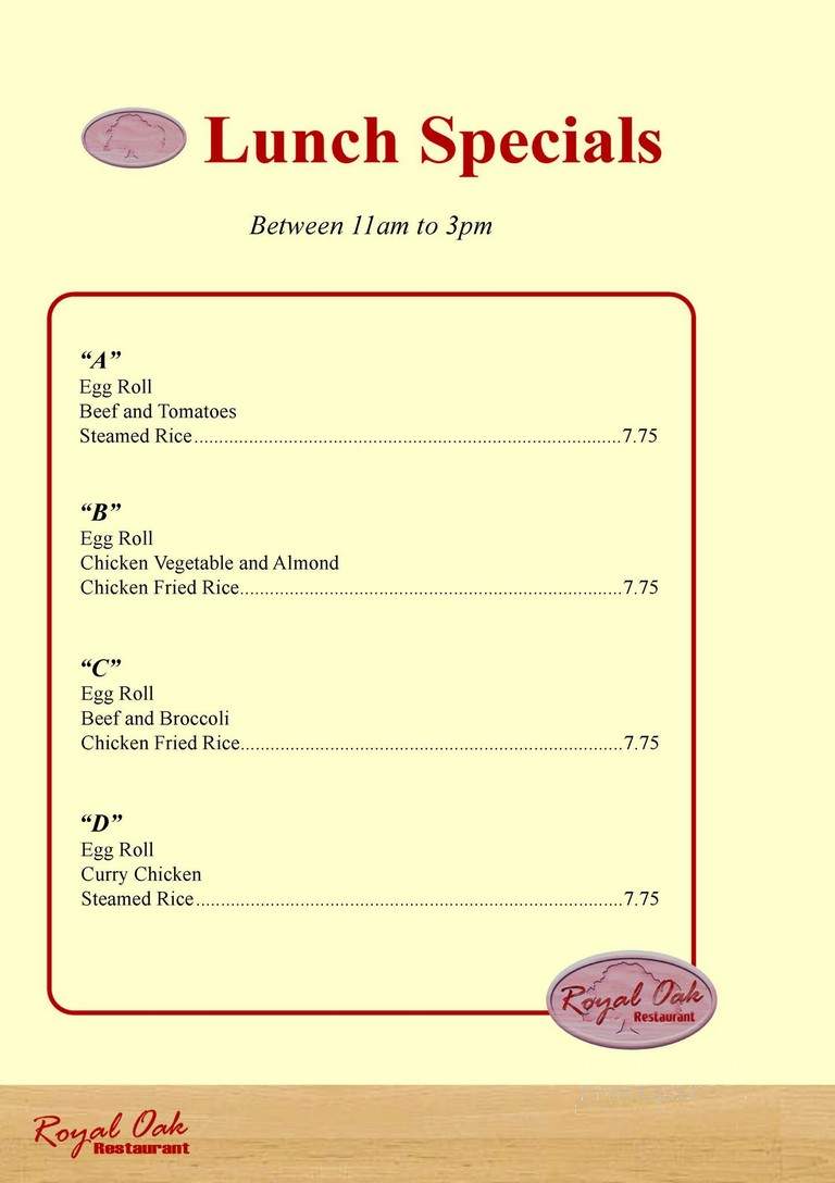 Royal Oak Restaurant - Orillia, ON menu_pic