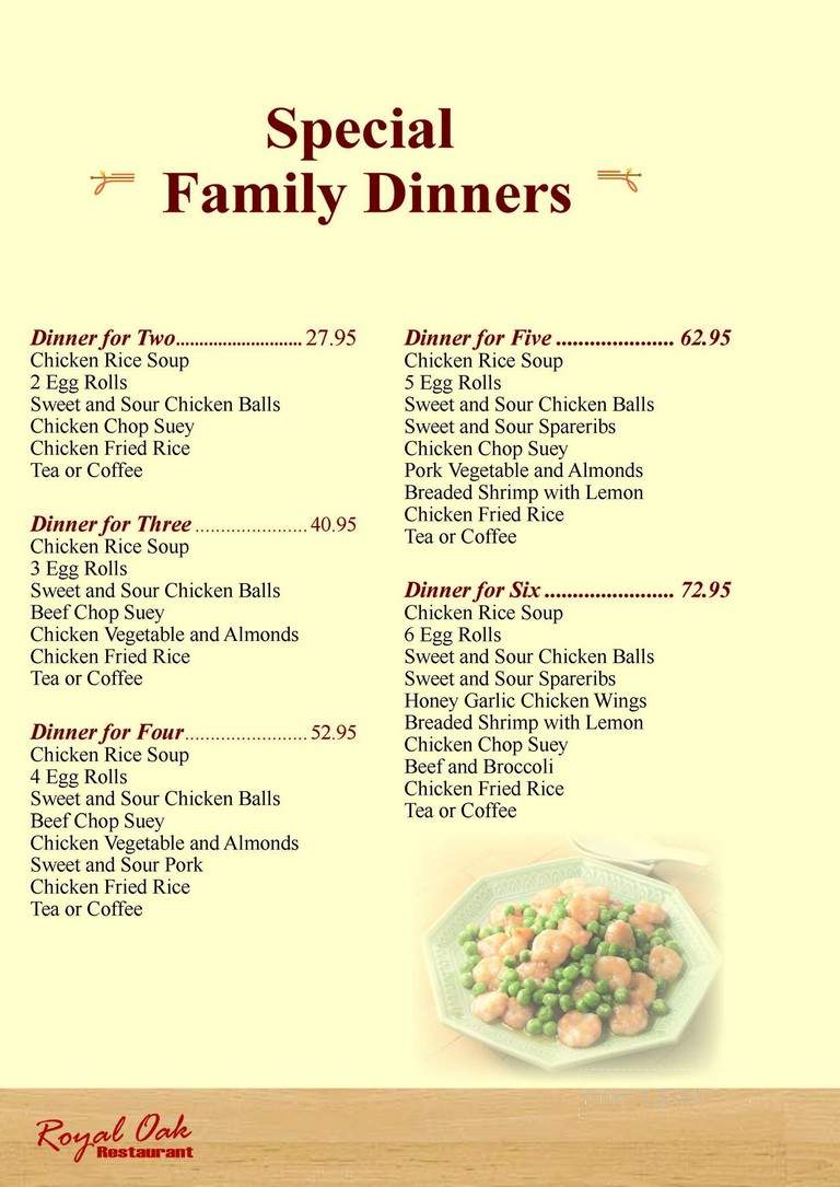 Royal Oak Restaurant - Orillia, ON menu_pic