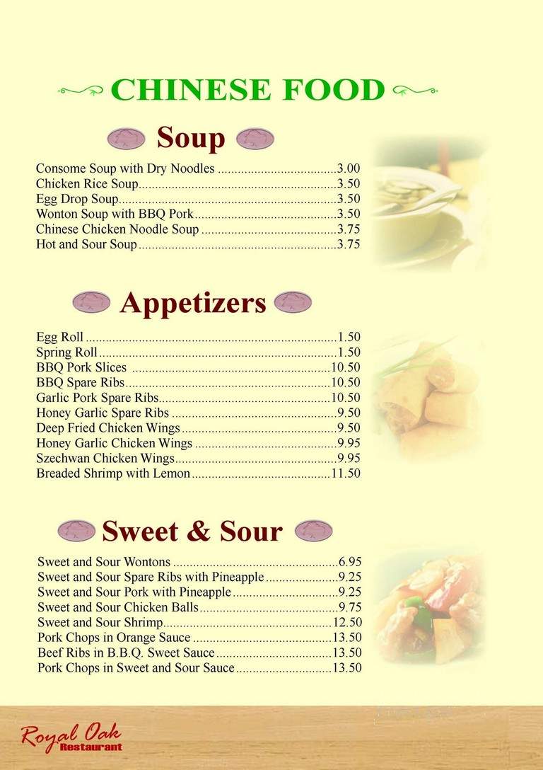 Royal Oak Restaurant - Orillia, ON menu_pic