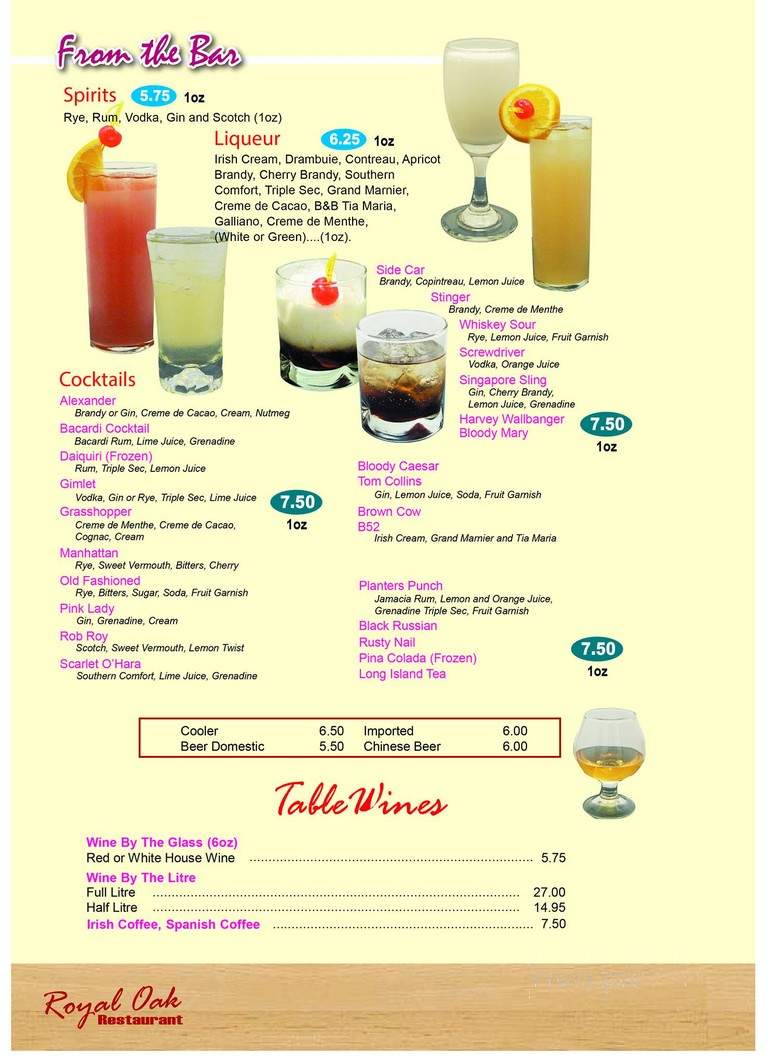 Royal Oak Restaurant - Orillia, ON menu_pic
