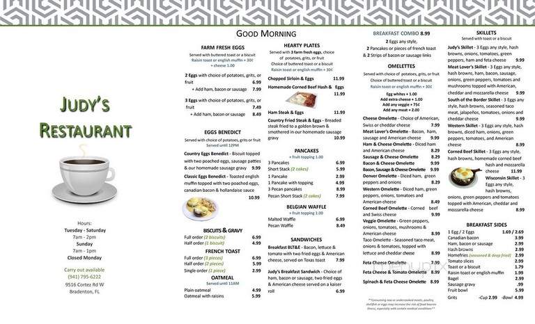 Judy's Restaurant - Erin, ON menu_pic