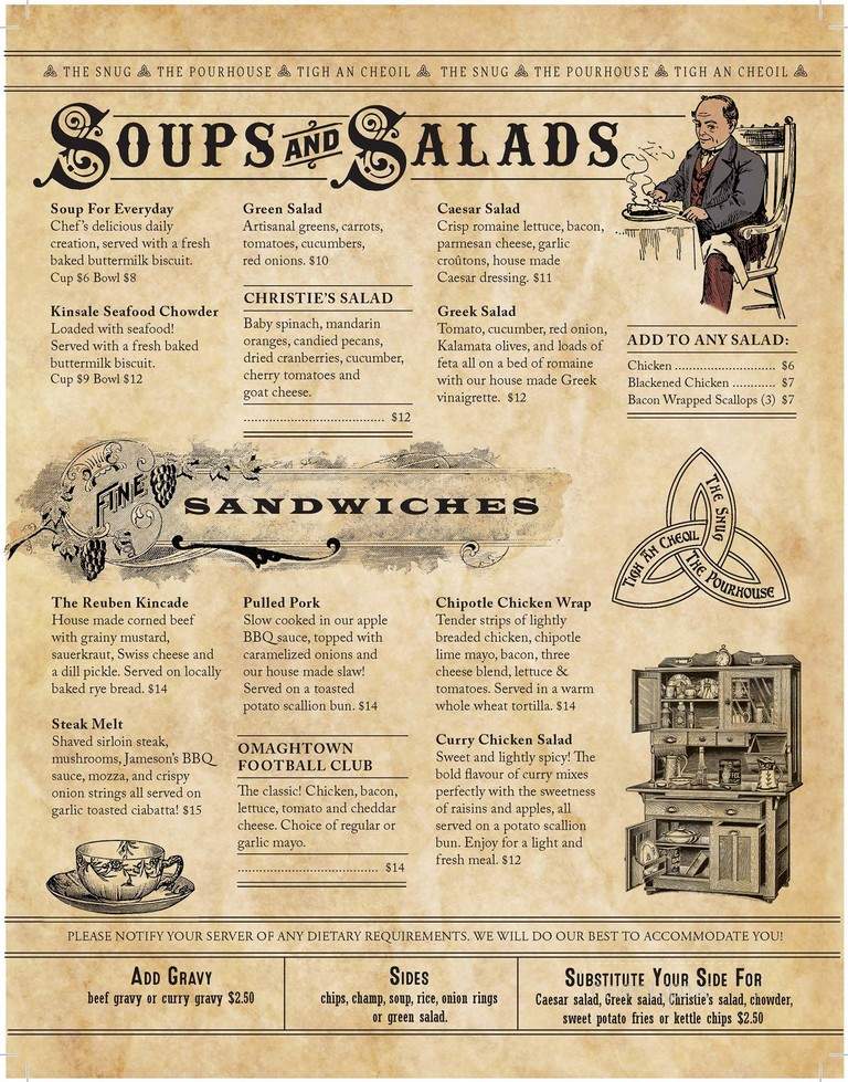 The Old Triangle Irish Alehouse - Moncton, NB menu_pic