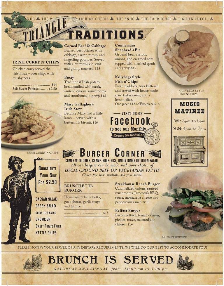 The Old Triangle Irish Alehouse - Moncton, NB menu_pic