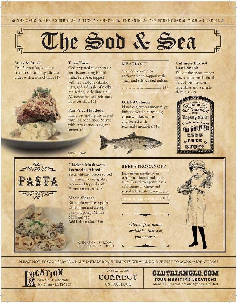 The Old Triangle Irish Alehouse - Moncton, NB menu_pic