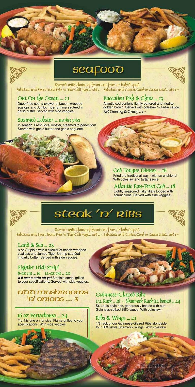 Shamrock City Pub - Saint John's, NL menu_pic