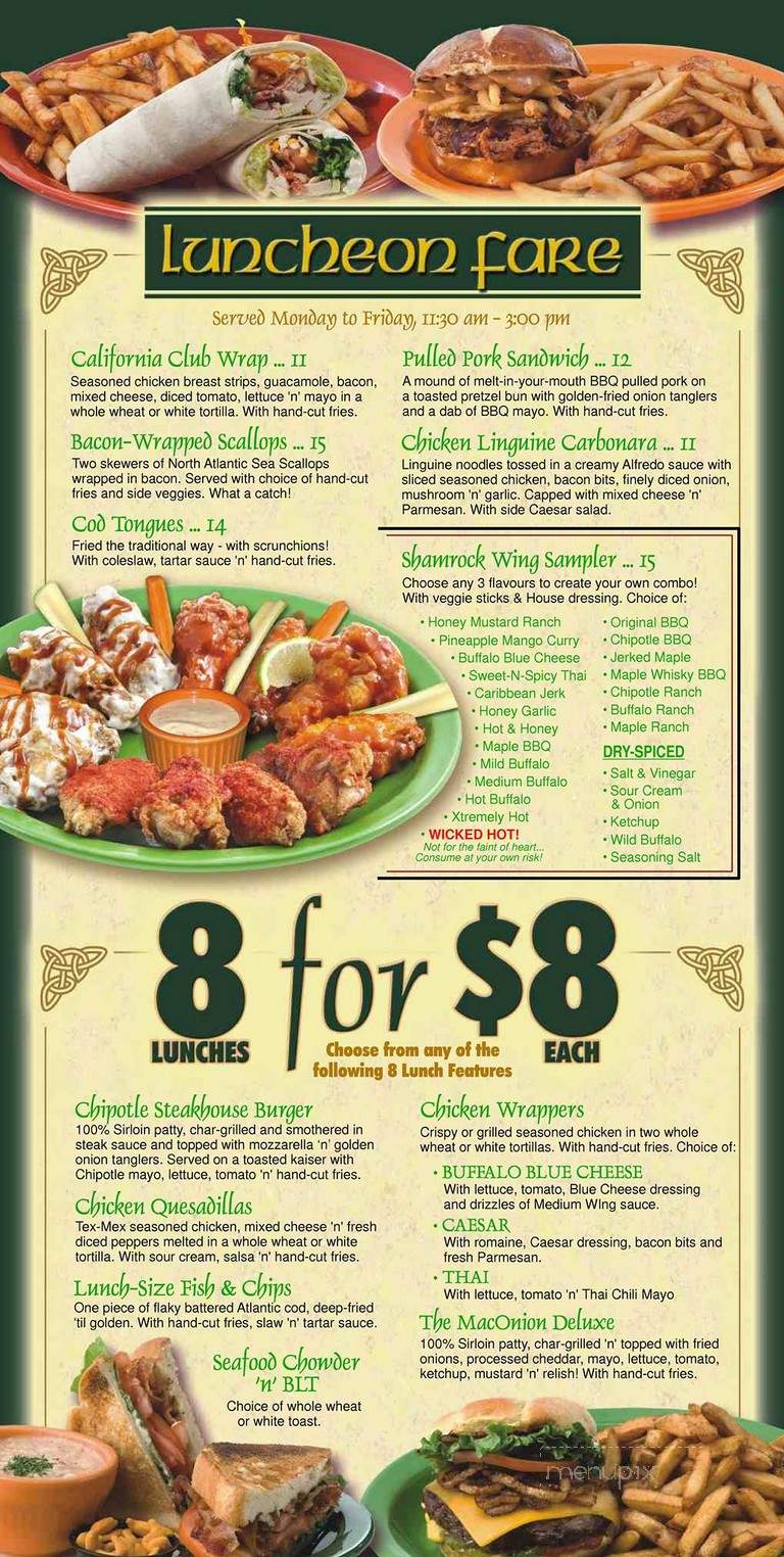 Shamrock City Pub - Saint John's, NL menu_pic