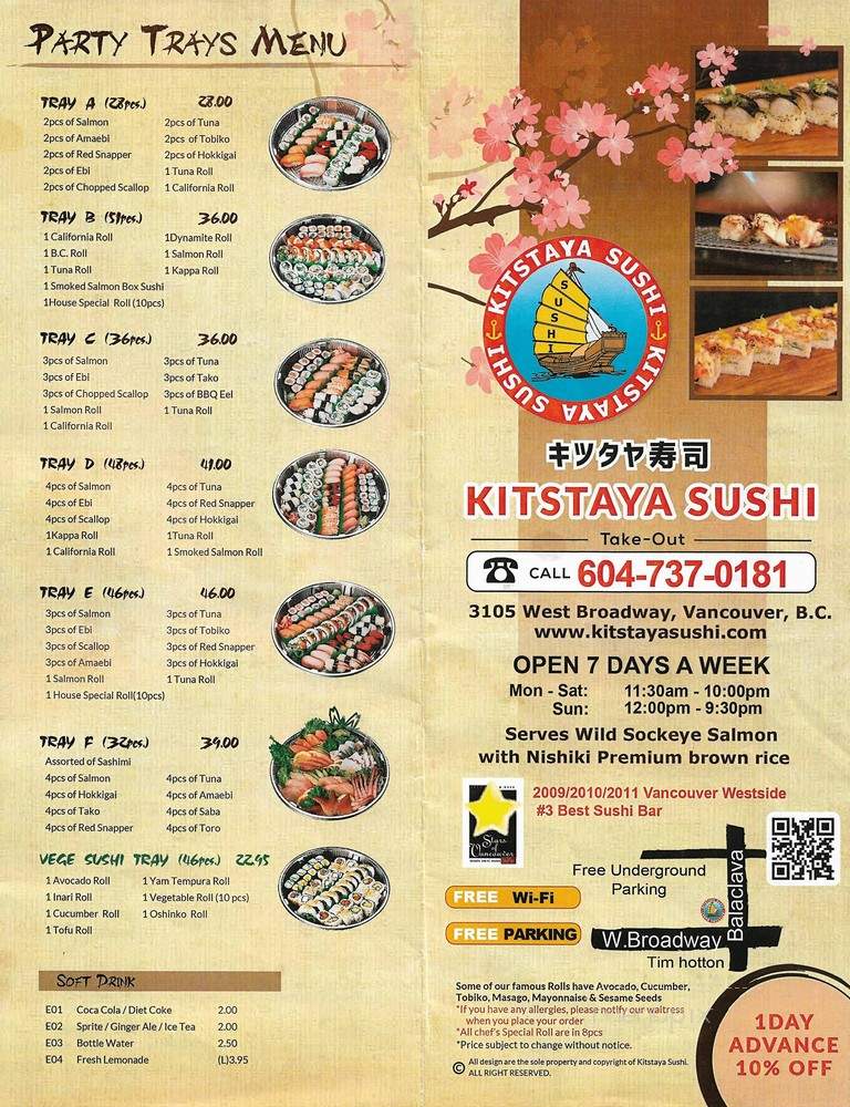 Kitsilano Sushi - Vancouver, BC menu_pic