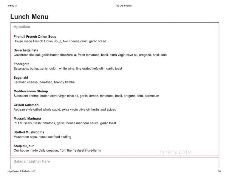 The Old Firehall Restaurant - Niagara-on-the-Lake, ON menu_pic