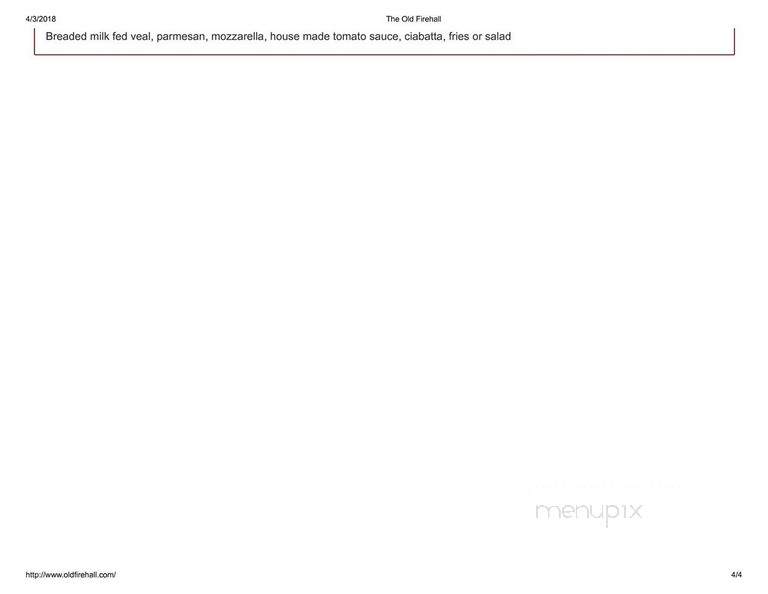 The Old Firehall Restaurant - Niagara-on-the-Lake, ON menu_pic
