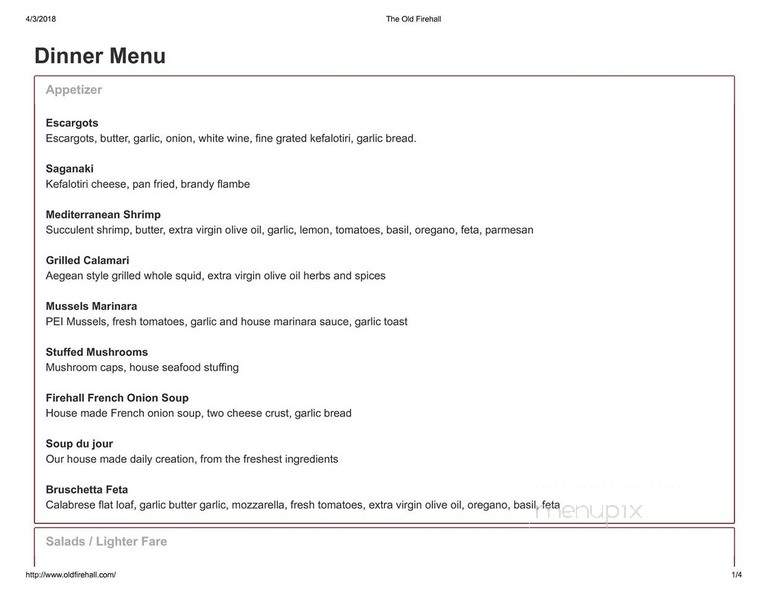 The Old Firehall Restaurant - Niagara-on-the-Lake, ON menu_pic