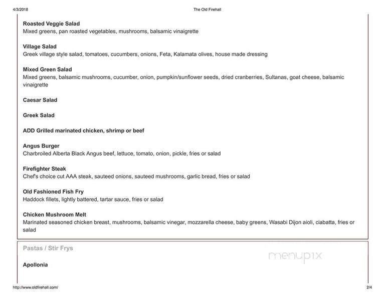 The Old Firehall Restaurant - Niagara-on-the-Lake, ON menu_pic
