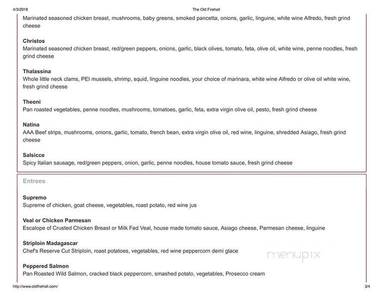 The Old Firehall Restaurant - Niagara-on-the-Lake, ON menu_pic