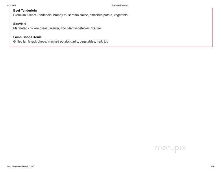 The Old Firehall Restaurant - Niagara-on-the-Lake, ON menu_pic
