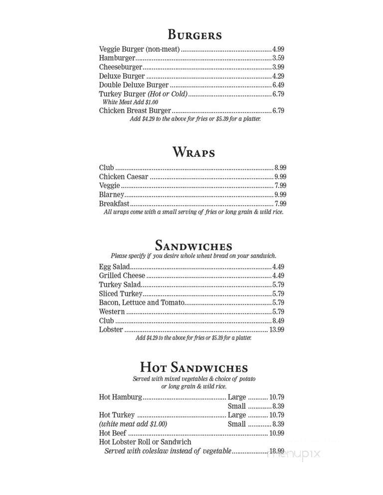 Blarney Stone Restaurant - Lunenburg, NS menu_pic