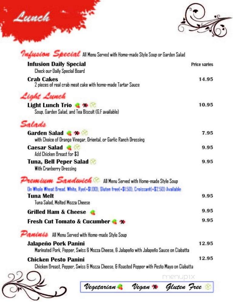 The Infusion Tea Room - Saint John, NB menu_pic