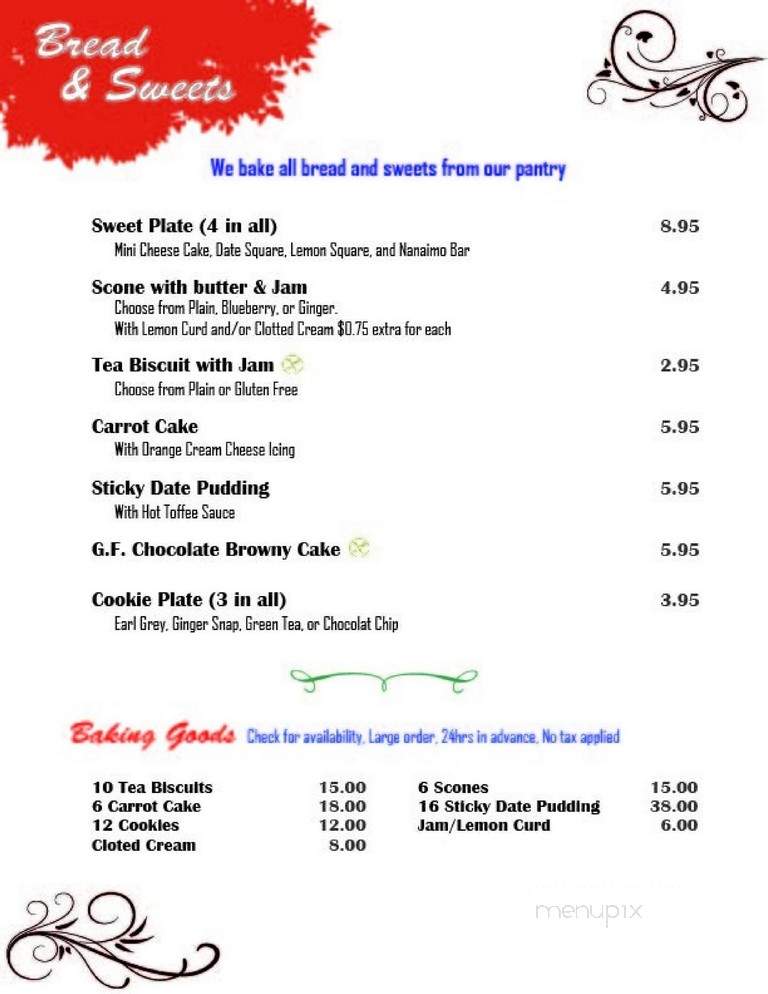 The Infusion Tea Room - Saint John, NB menu_pic