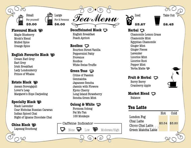 The Infusion Tea Room - Saint John, NB menu_pic