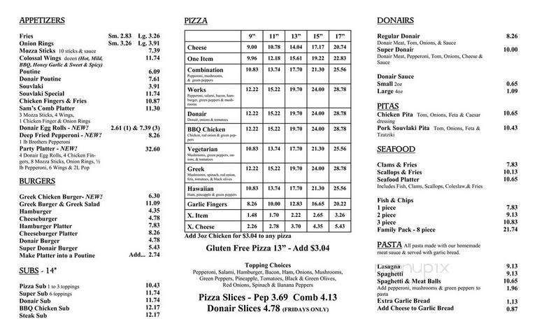 Sam's Pizza Trenton - Trenton, NS menu_pic