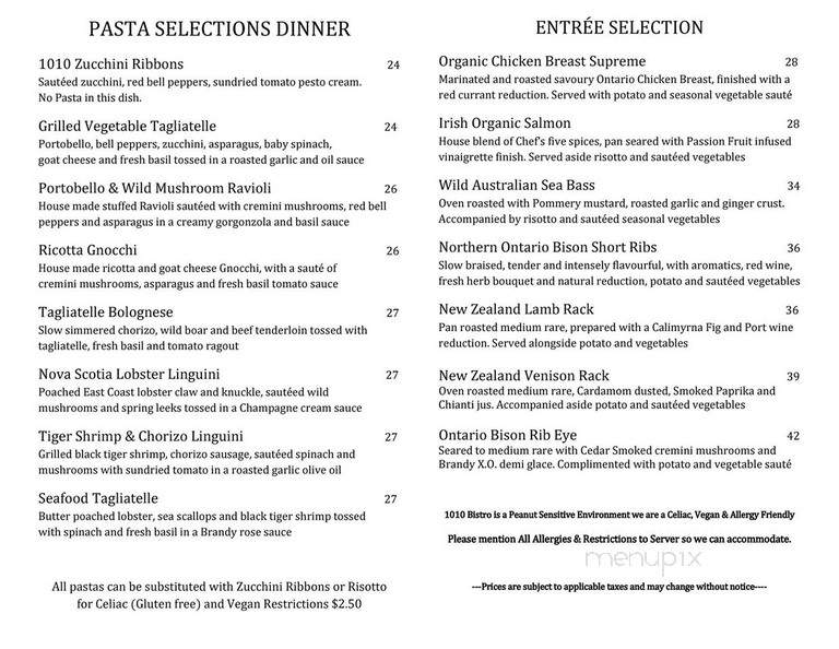 1010 Bistro - Hamilton, ON menu_pic