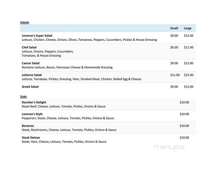 Lorenzo's Pizzeria - Ottawa, ON menu_pic