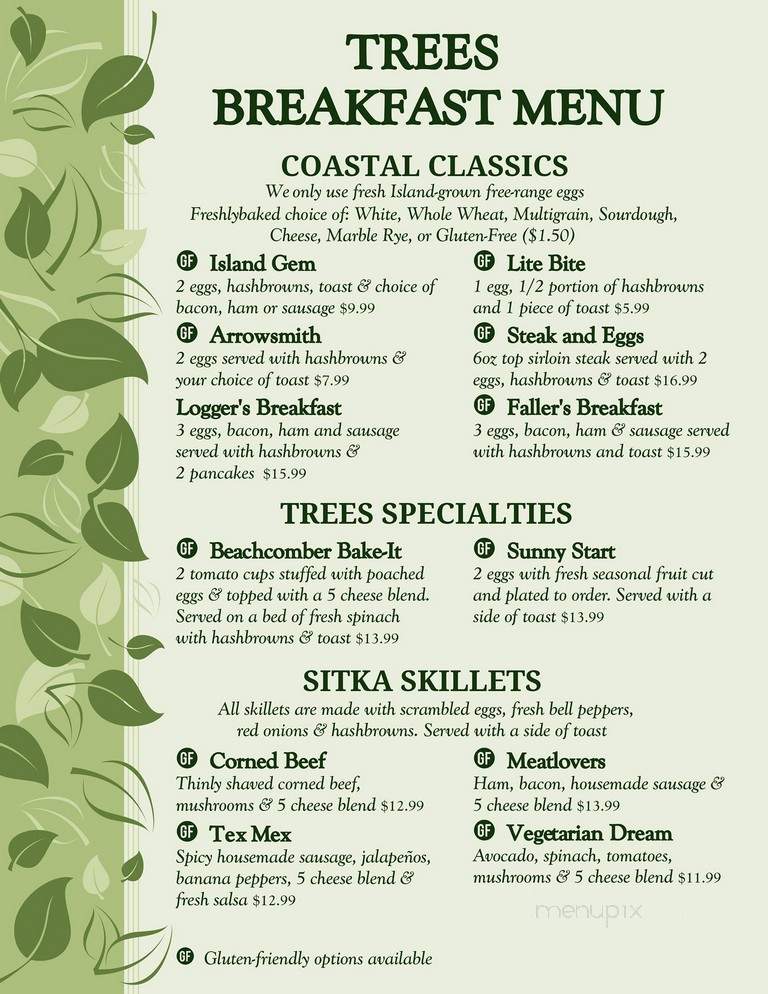 Trees Restaurant - Parksville, BC menu_pic