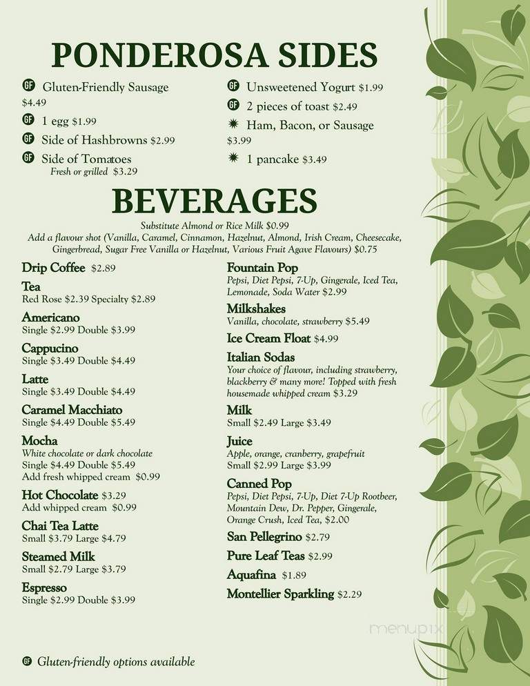 Trees Restaurant - Parksville, BC menu_pic