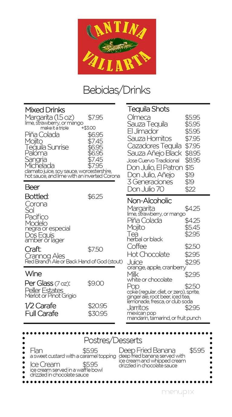 Casa Vallarta - Salmon Arm, BC menu_pic