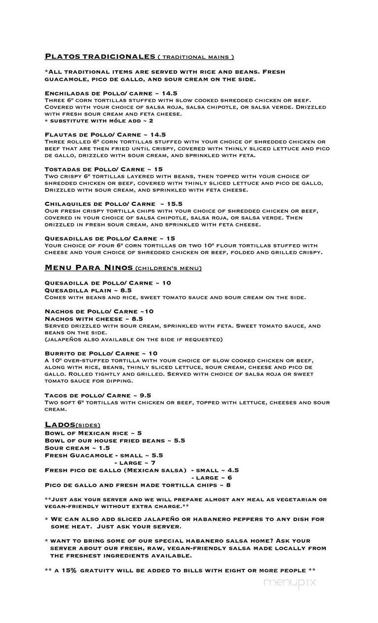 Casa Vallarta - Salmon Arm, BC menu_pic