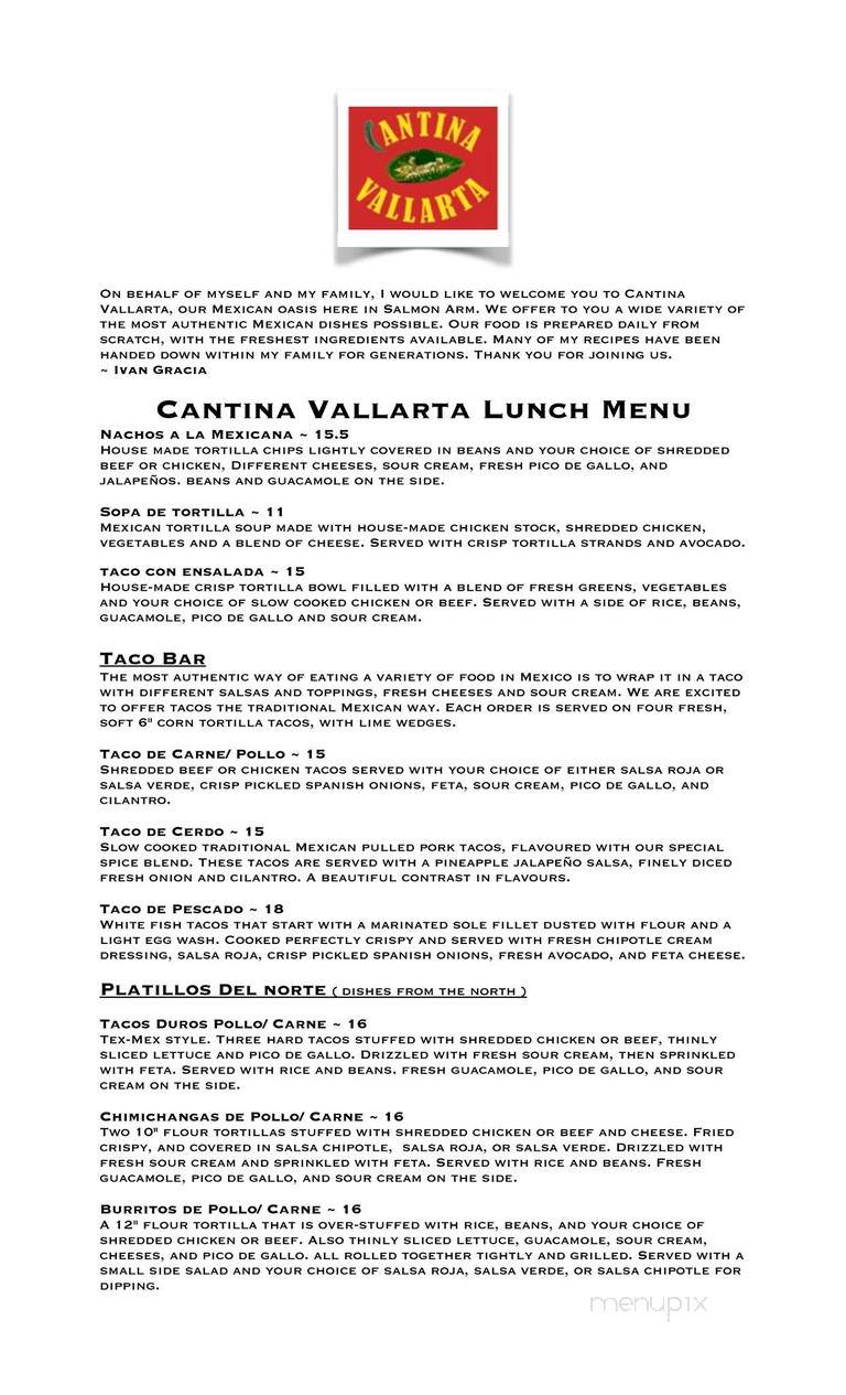 Casa Vallarta - Salmon Arm, BC menu_pic