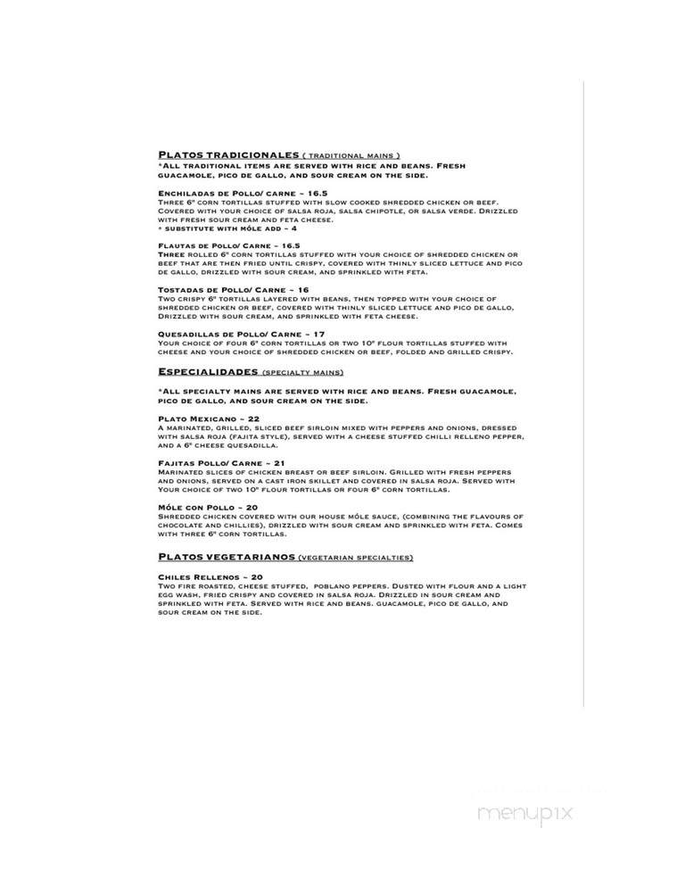 Casa Vallarta - Salmon Arm, BC menu_pic