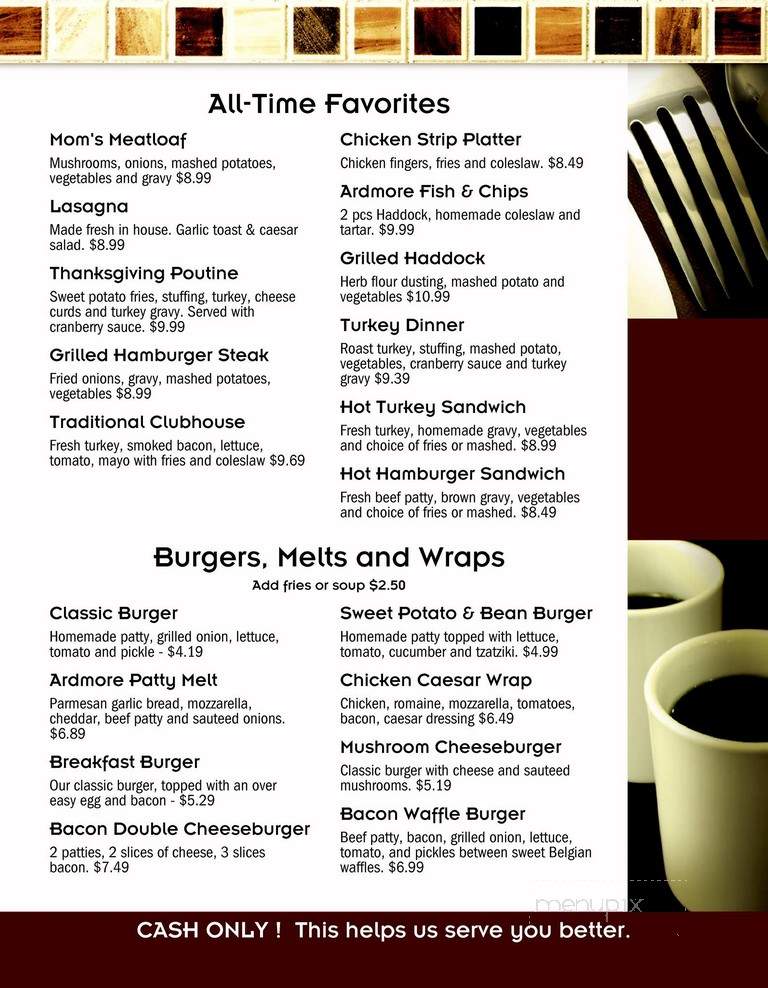 Ardmore Cafe - Halifax, NS menu_pic