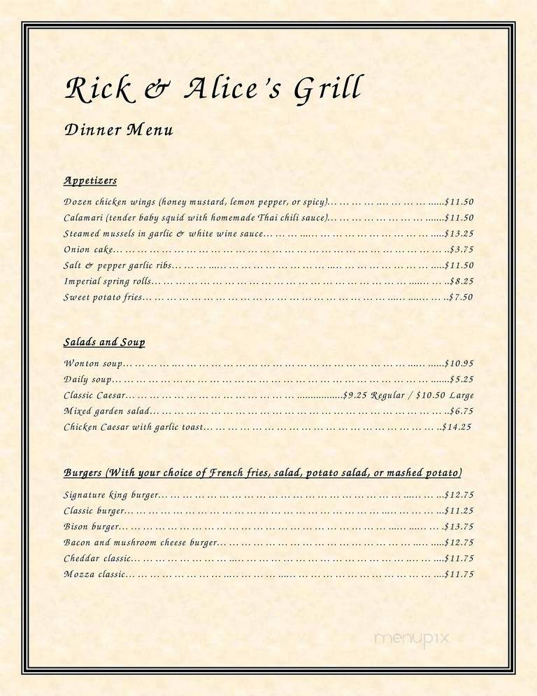 Rick & Alice's Grill - Edmonton, AB