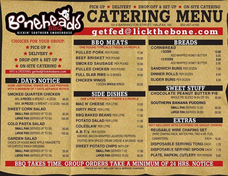 Boneheads BBQ - Halifax, NS menu_pic