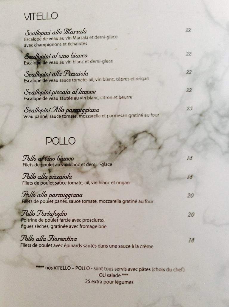 Trattoria Il Ritrovo - Montreal, QC menu_pic
